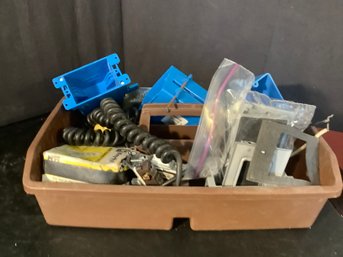 Tote Full Of Electrical Boxes, Wire Nuts & More