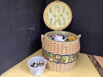 Sewing Basket With Notiions