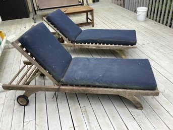 2 Teak Outdoor Lounge Chairs