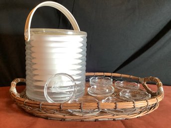 Serving Tray, Glass Coasters, Ice Bucket