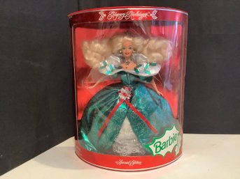 New-Barbie - Happy Holidays  Barbie In Green Ball Gown-1995
