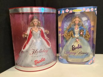New- Sleeping Beauty Barbie 1997 & Holiday Celebration Barbie 2001
