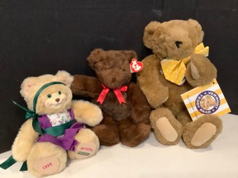 Vermont Teddy Bear W/ Tag And , Beanie Baby PJ  Teddy Bear W/ Ear Tag And More