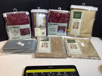 Assorted Curtains And Bench Over