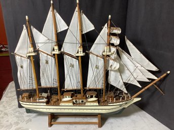 Model Sailing Ship With Stand