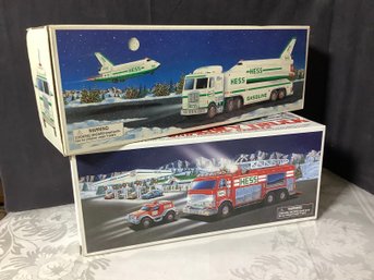 New-Hess Toy Truck & Space Shuttle & Emergency W/ Rescue Vehicle In Boxes Clean Lot 1