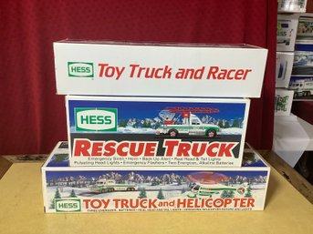 New-Hess 1994 Rescue Truck, 1988 Truck And Racer, 1993 Truck And Helicopter