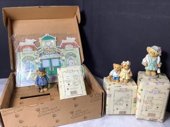 Cherished Teddies Town Depot W/ 2 Additional Boxed Cherished Teddies