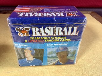 Fleer 1987 Sealed Tin Baseball Team Logo Stickers & Updated Trading Cards