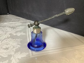 Art Deco Cobalt Blue Glass Perfume Atomizer Signed