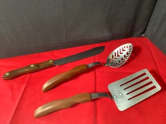 Cutco Serving Pieces Including Spatula,slotted Spoon, Knife