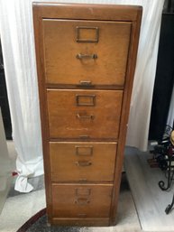 Antique Wood Vertical File Cabinet