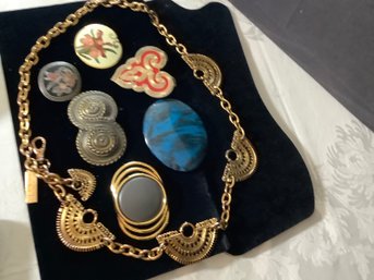 Decorative Belt & An Eclectic Group Of Belt Buckles