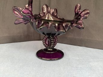 Large Ruffled Amethyst Compote