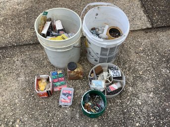 2 Buckets Of Wire Nuts, Nails, Wall Anchors And More