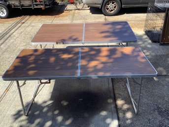 2 Aluminum Tables With Masonite Tops