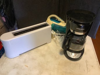 Appliance Group Including Wide Toaster, Coffee Maker, Dust Buster