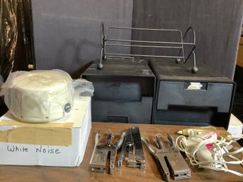 Office Items-White Noise Machine, Book Rack, Staplers, Files & More
