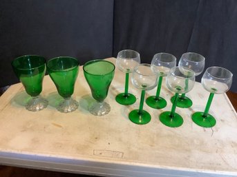 Green Stemmed Glassware  & Dessert Dishes