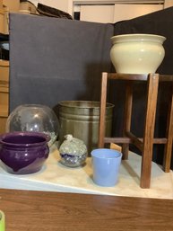 Wood Plant Stand & Planters