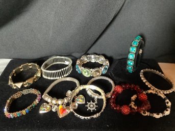 Group Of 11 Costume Jewelry Bracelets- Look How Pretty!