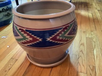 Big Southwestern Style Planter W/under-plate