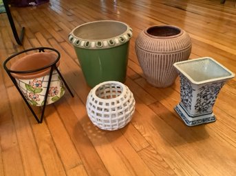 Group Of 5 Ceramic Planters