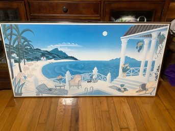 Large Tropical Resort Scene Print Framed