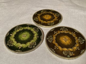 Tizo Jeweled Enameled Coasters- Very Elegant & Hard To Find