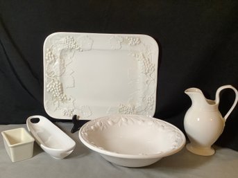 White On White Serving Pieces & More See Description