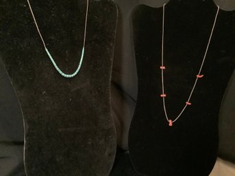 Vintage Native American Necklaces, Tuquoise & Coral-Read Description