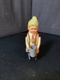 Antique Schuco Windup Toy Boy With Mug