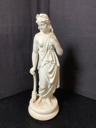 Vintage Cast Metal Nude Woman Figurine Holding Sickle