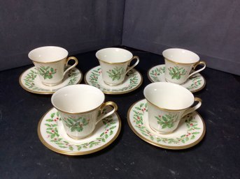 Vintage Lenox Holiday Cups And Saucers