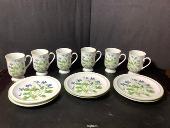 6 Porcelain China Cups And Plates