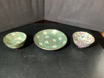 Vintage Japanese Porcelain Ware 2 Bowls And Plate