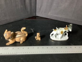 Chipmunks And Goat Figurines