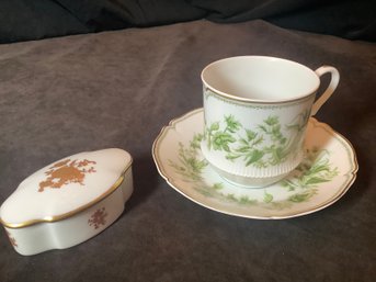 Haviland Cup & Saucer & Porcelain Jewelry Box
