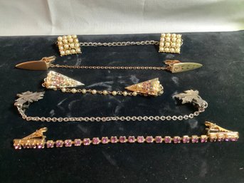 5 Vintage Assorted Sweater Clips Or Sweater Guards