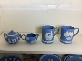 Wedgwood  Mugs And Sugar And Creamer