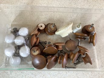 Assorted Wood And Porcelain Knobs