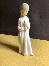 Nao By LLadro Porcelain Girl Holding A Candle