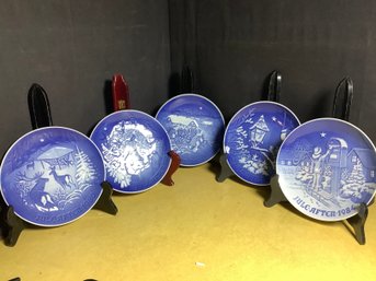 Vintage Bing & Grondahl  Copenhagen Blue & White Julie Aft Cr 1980s Christmas Plates