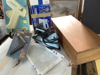 Crafting Unit Including Iron, Glue Guns &  Hand Crafted Wooden Bood