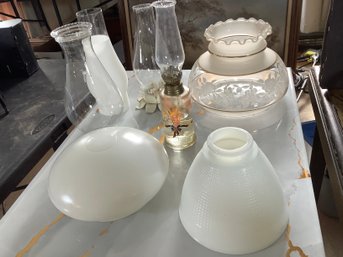 Vintage Lighting Shades W/ Corning Milk Glass Shade