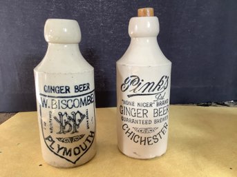 Antique W. Biscombe Ginger Beer & Pinks Jars