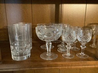 2 Shelves Of Assorted Glassware & Crystal