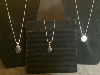 New 925 Chains  Group Of 3 With Pendants-See Description