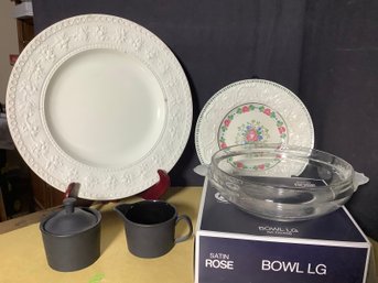 Modern Wedgwood Sugar Bowl & Creamer, Mikasa Bowl In Box, & More