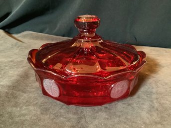 MCM Vintage Fostoria  Ruby Red Coin Glass